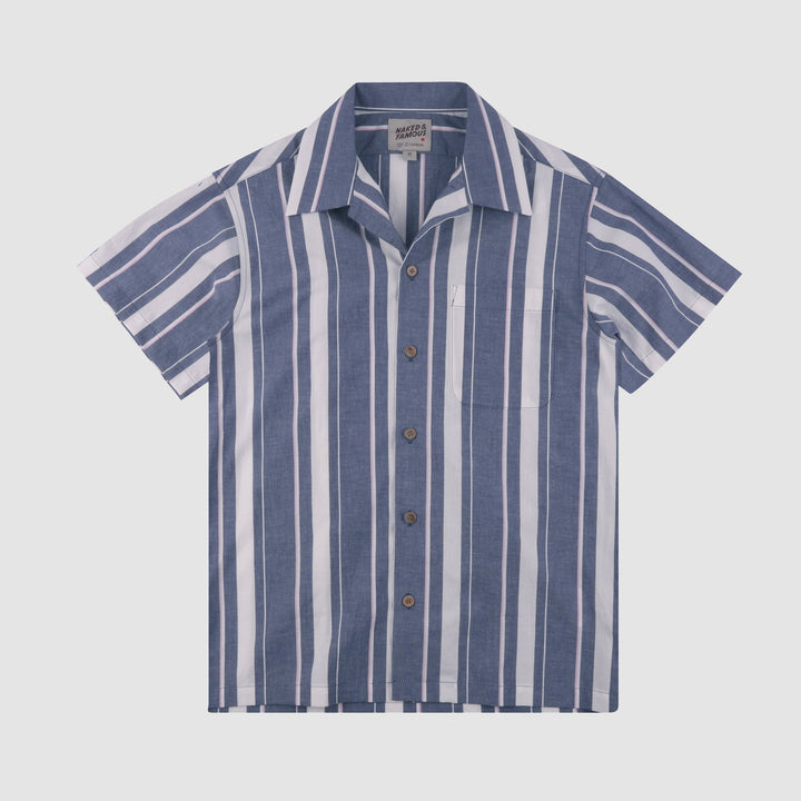 Aloha Shirt - Chambray Slub Stripe - Chambray Blue