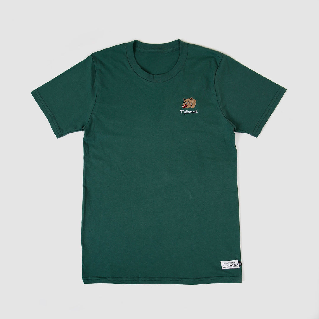 Embroidered Tee - Bear - Forest Green