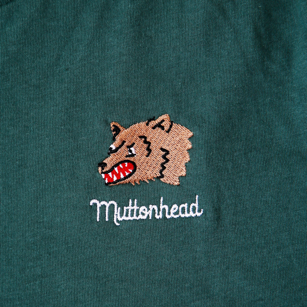 Embroidered Tee - Bear - Forest Green