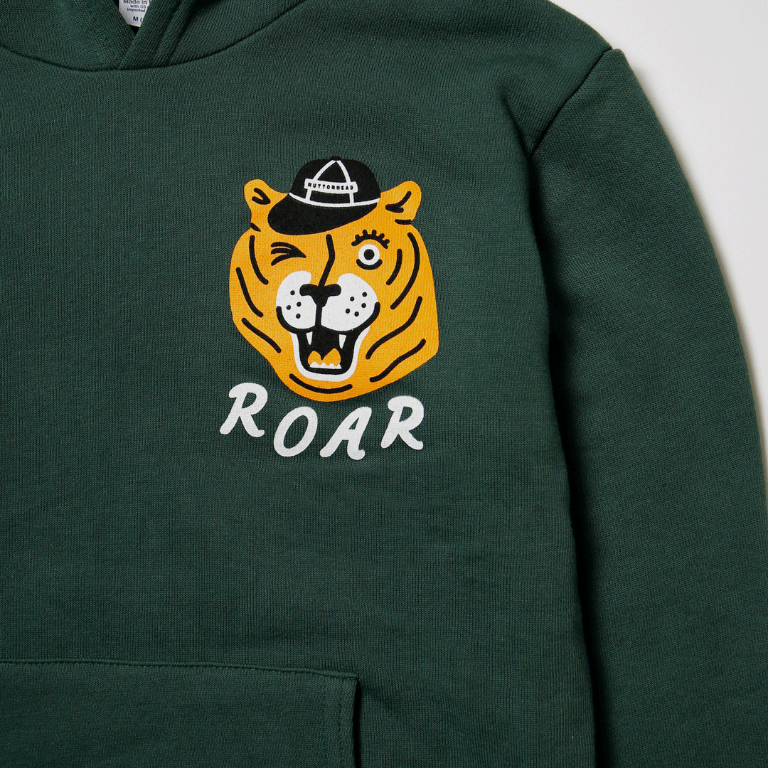 Kids Roar Hoodie - Forest Green