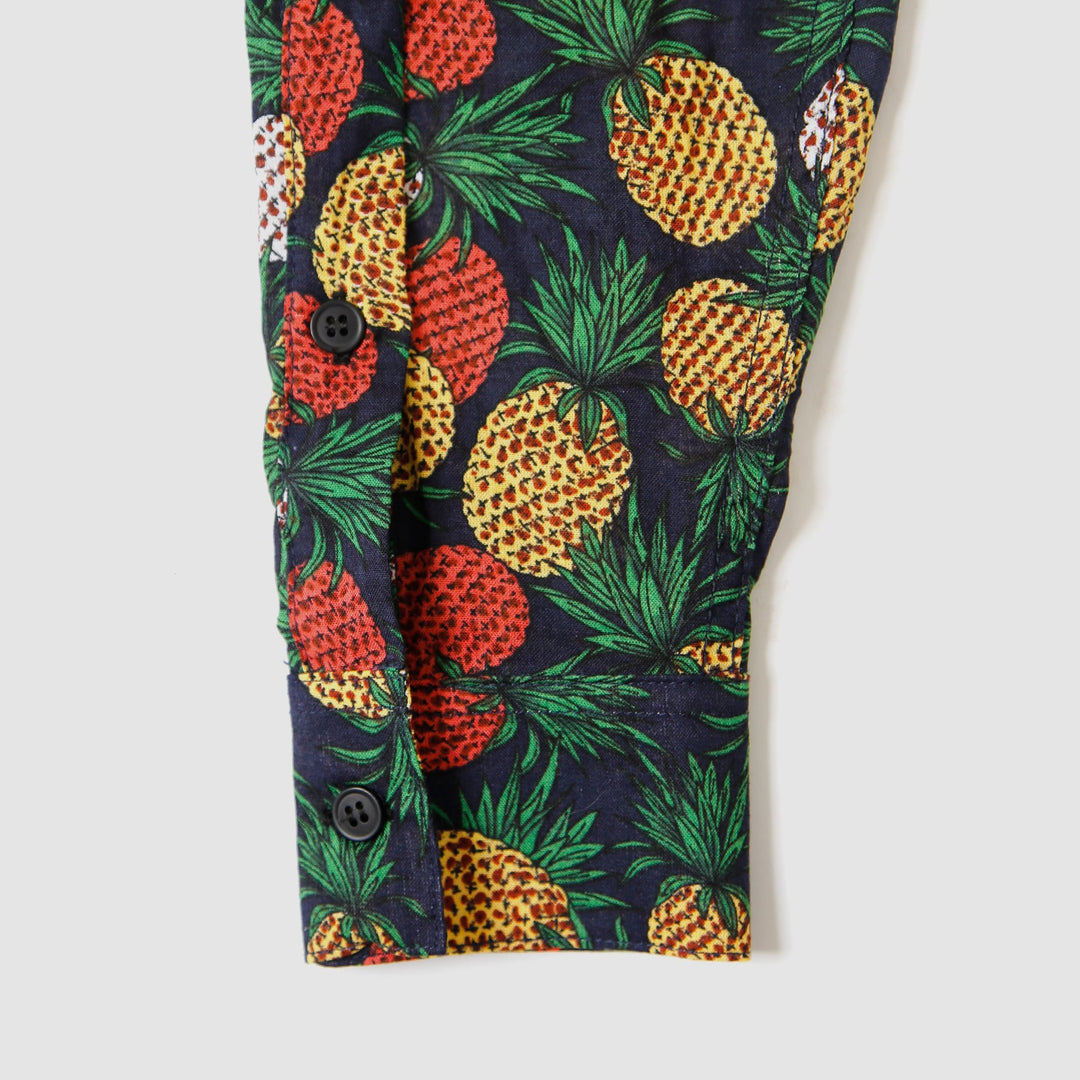 Long Sleeve Buttondown - Juicy Pineapple - Navy