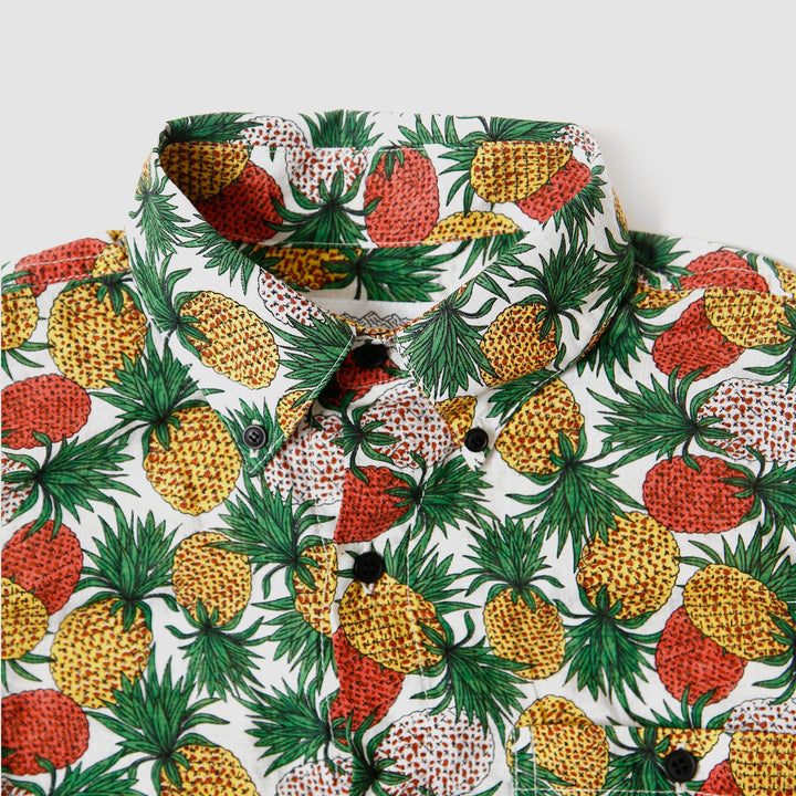 Long Sleeve Buttondown - Juicy Pineapple - White