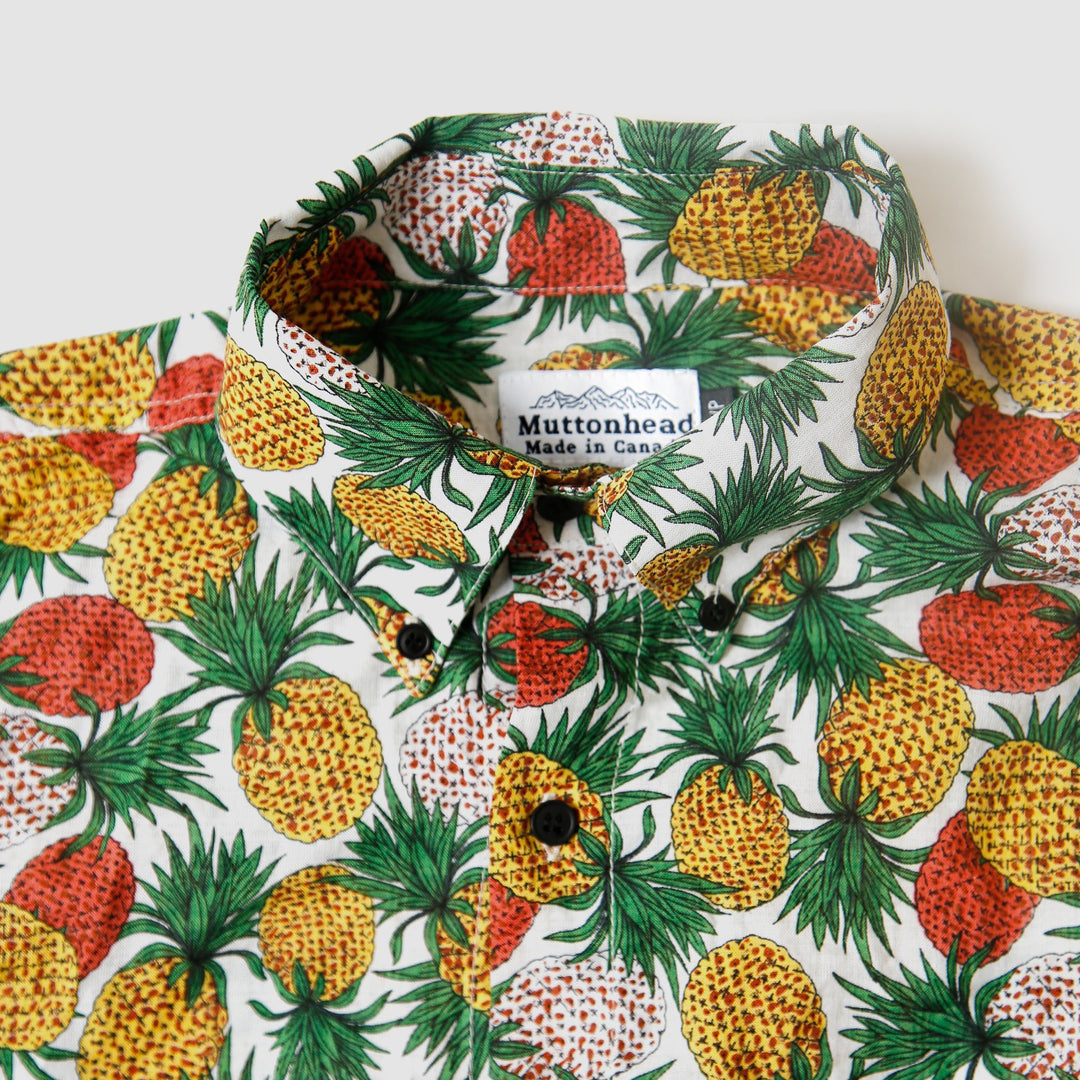 Short Sleeve Buttondown - Juicy Pineapple - White