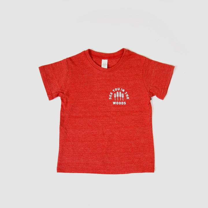 Kids Recycled Tee - Woods - Heather Red