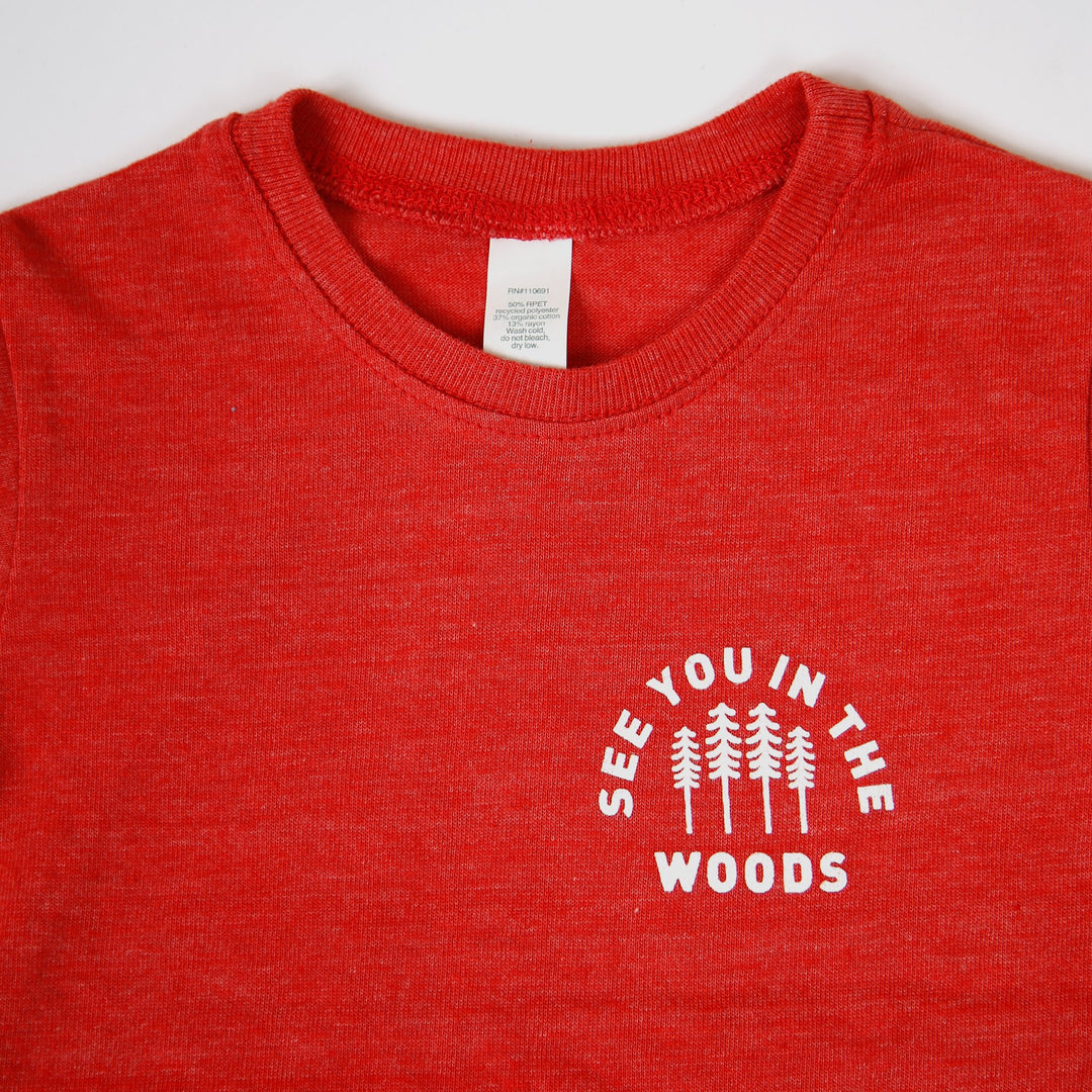 Kids Recycled Tee - Woods - Heather Red