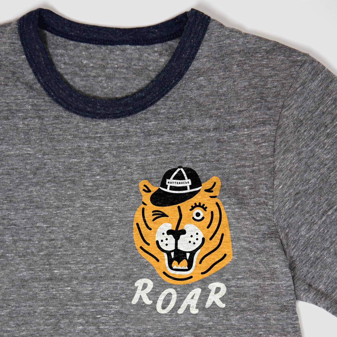 Roar Ringer Tee - Heather Grey