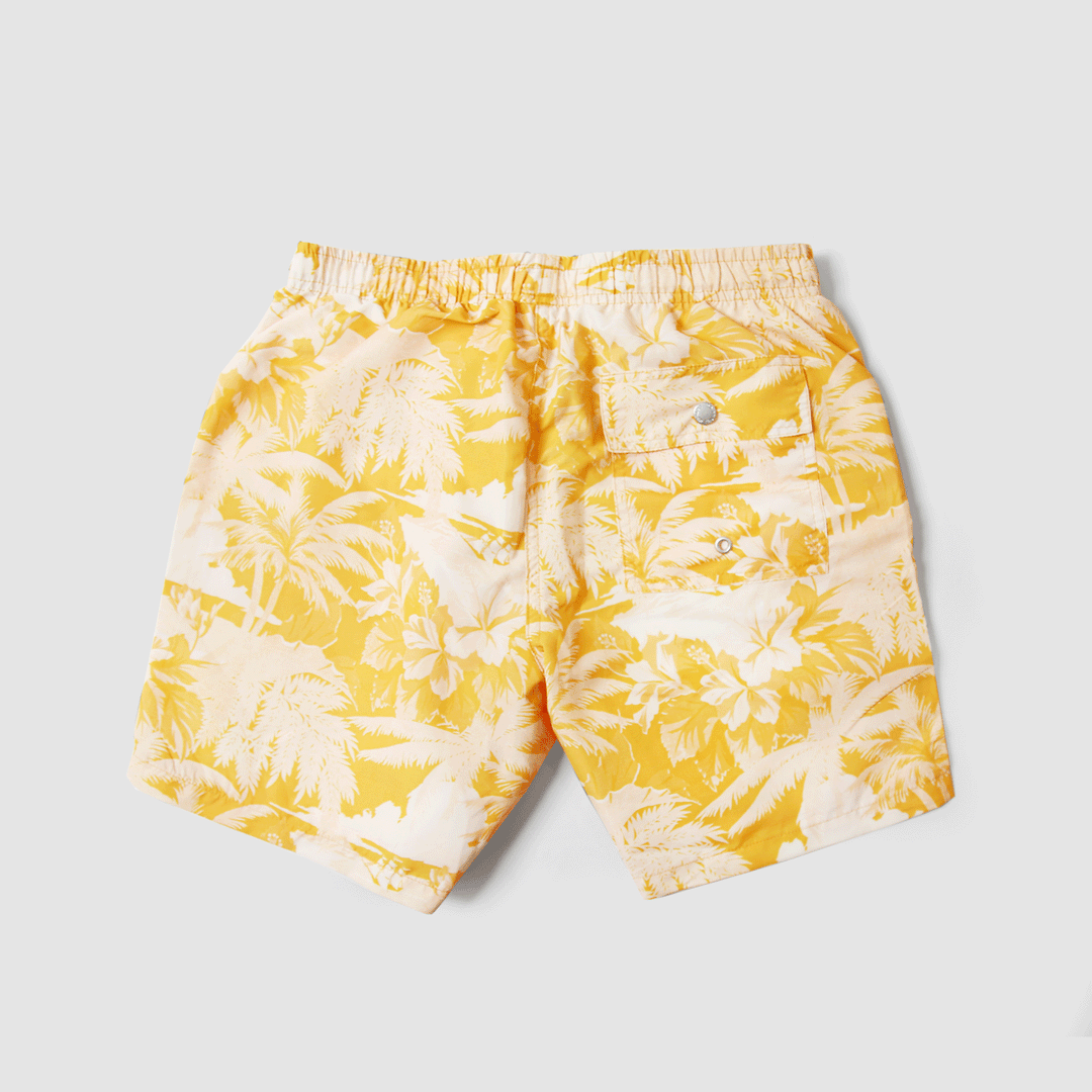 Bather Swim Shorts - Yellow Aloha