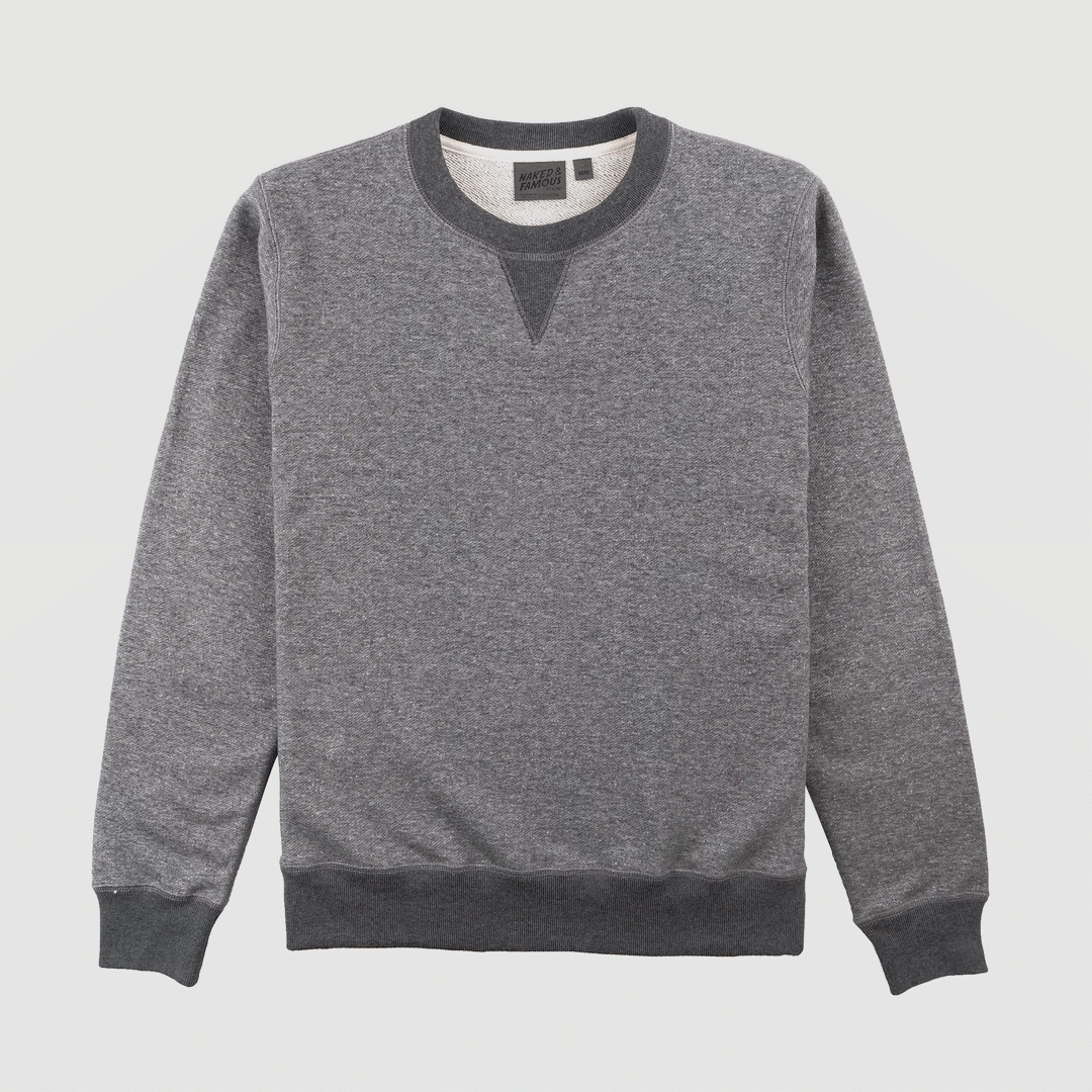 Naked & Famous Crewneck - Heavyweight Terry - Charcoal