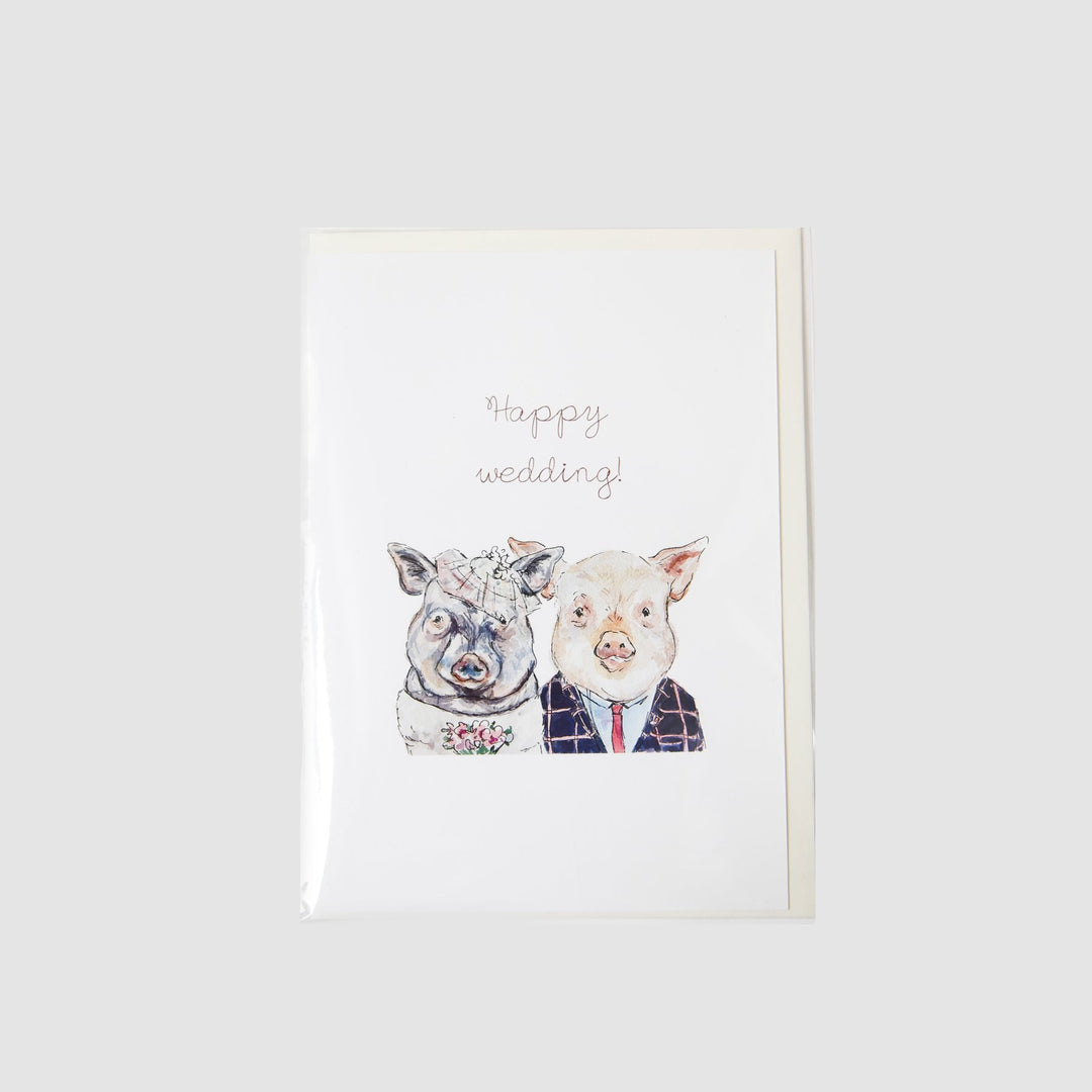 Happy Wedding - Pigs Card - Gloria Ho Illustrations