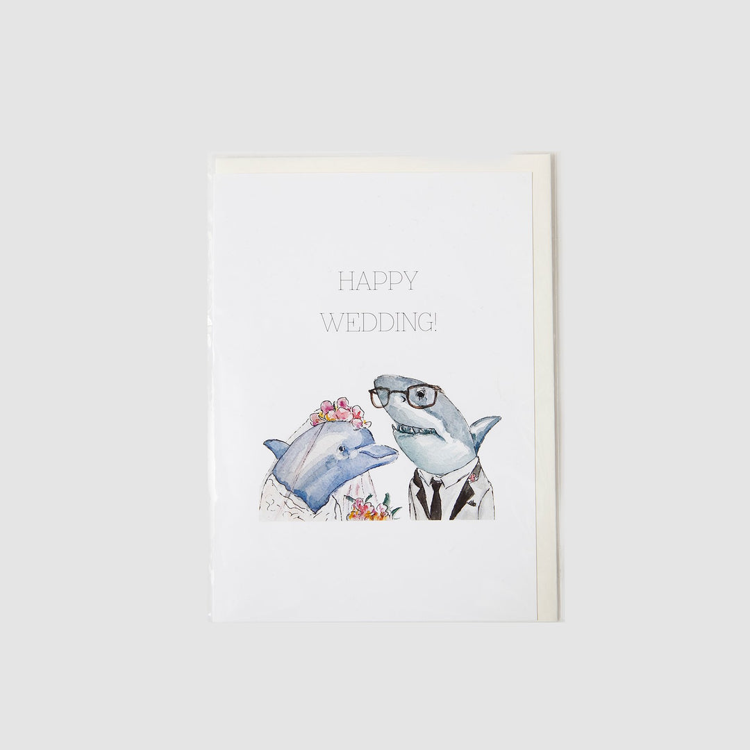 Happy Wedding - Shark + Dolphin Card - Gloria Ho Illustrations